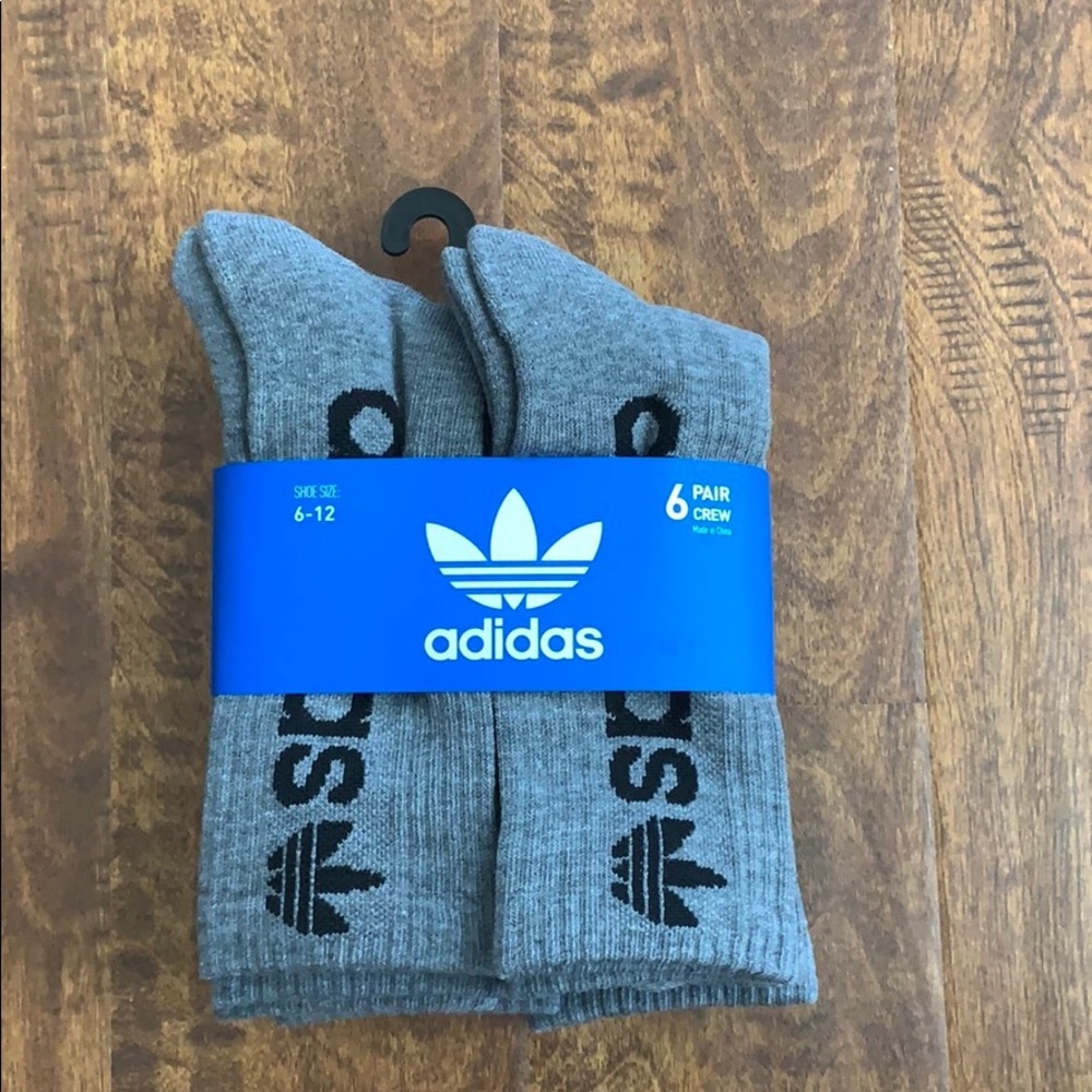 Adidas Crew Socks 6 Pack Shoe Size 6-12